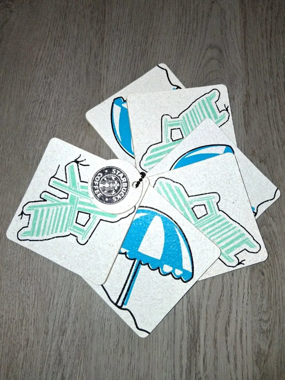 Vintage 1999 Starbucks USA Cork Coasters Set of 6 Tropical Beach Summer Coastal